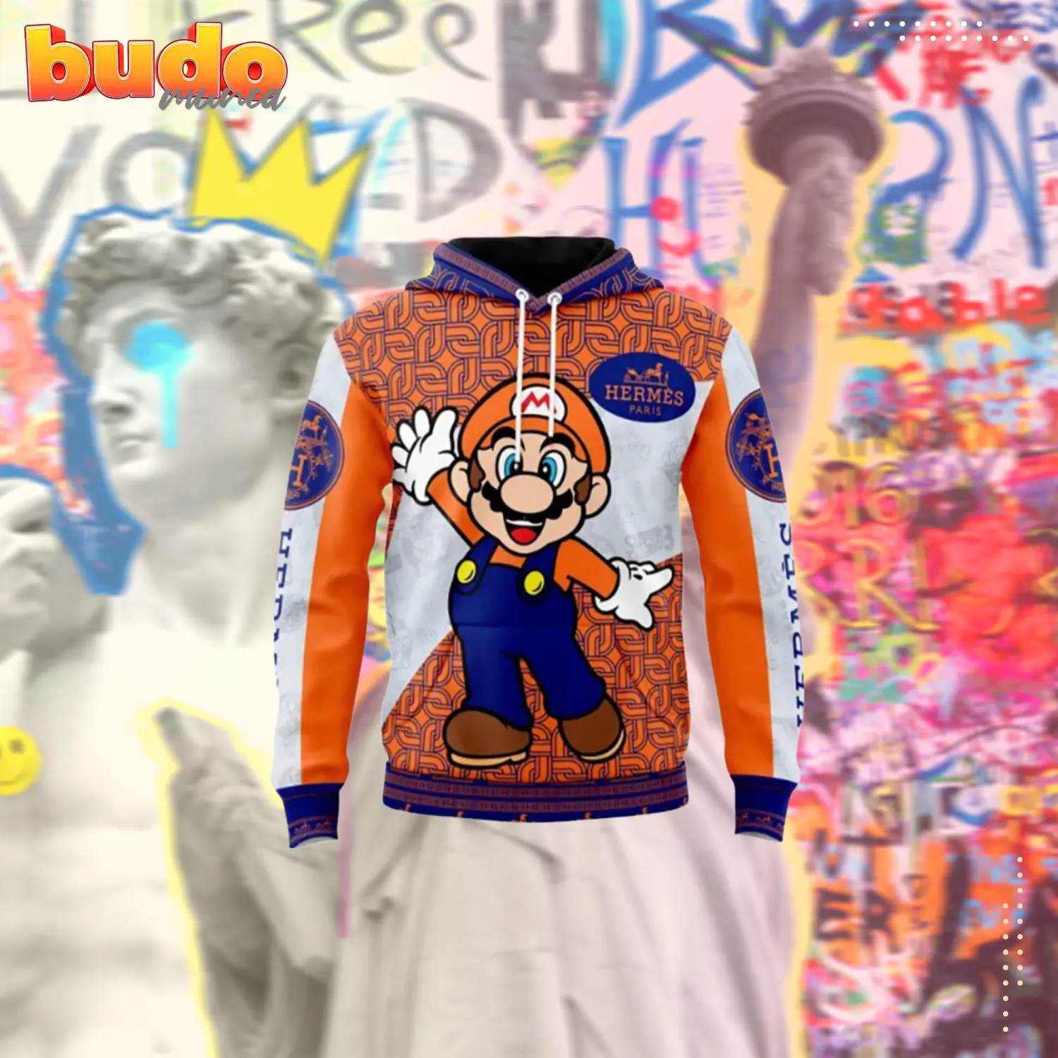 Hermes mario orange unisex hoodie outfit for men women luxury brand clothing special gift - hot new